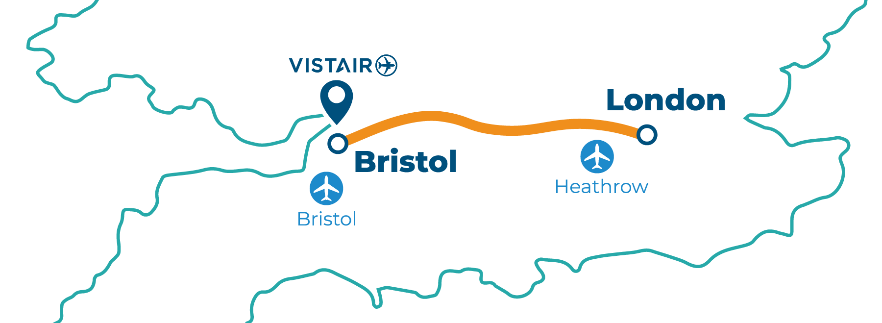 Contact Us Vistair - Map Bristol London rail,road, air connections